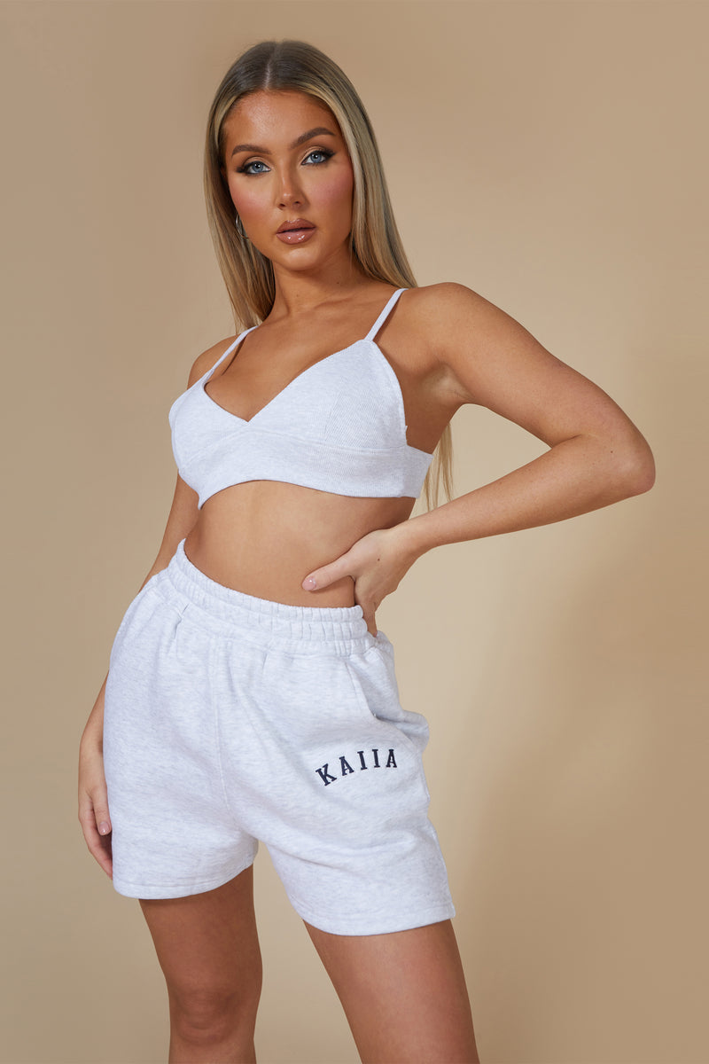 TRIANGLE RIBBED BRALET OATMEAL MARL