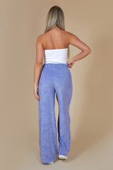 TOWELLING WIDE LEG JOGGERS PURPLE