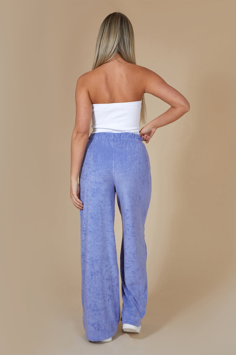 TOWELLING WIDE LEG JOGGERS PURPLE