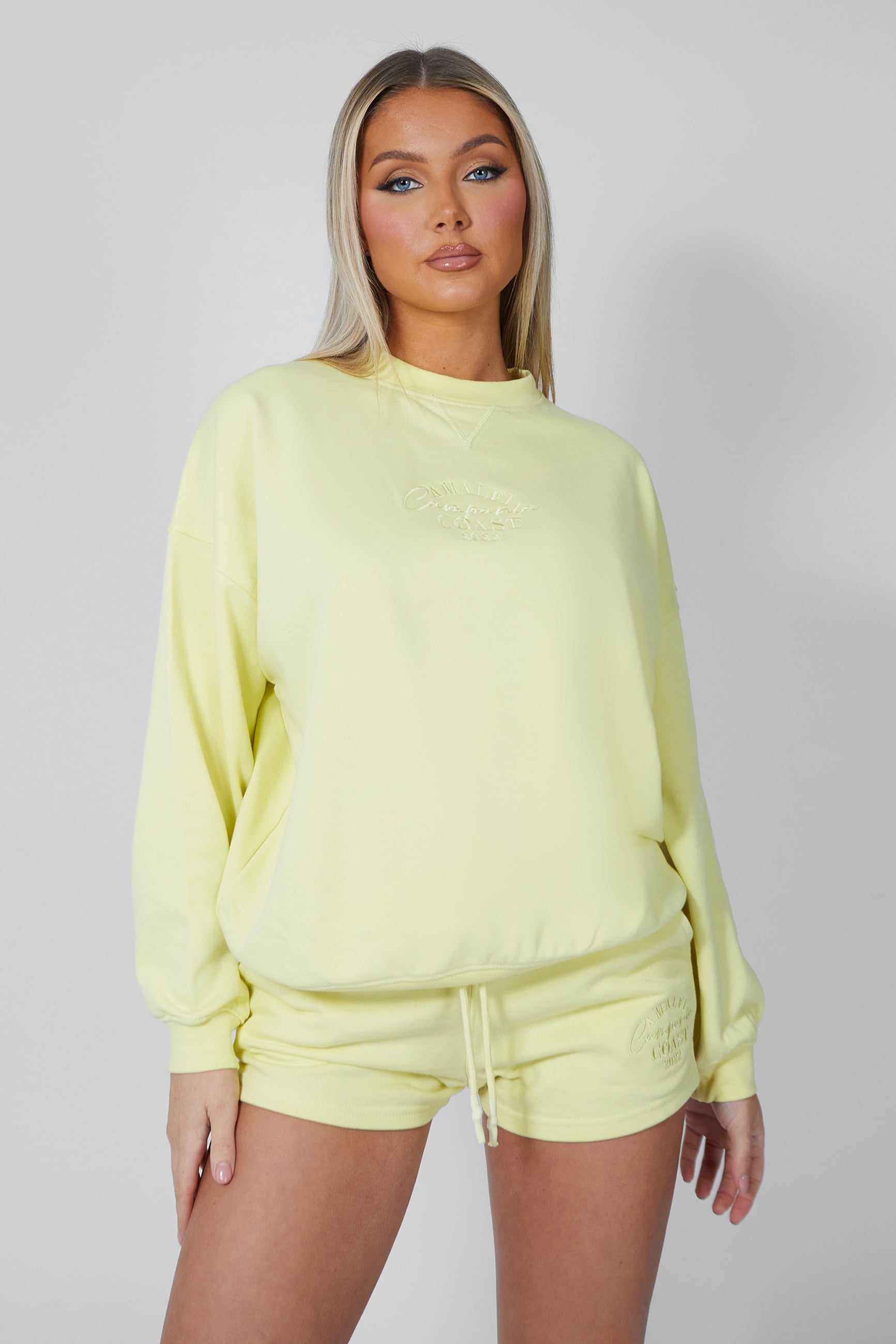 AMALFI COAST EMBROIDERED OVERSIZED SWEATSHIRT LEMON