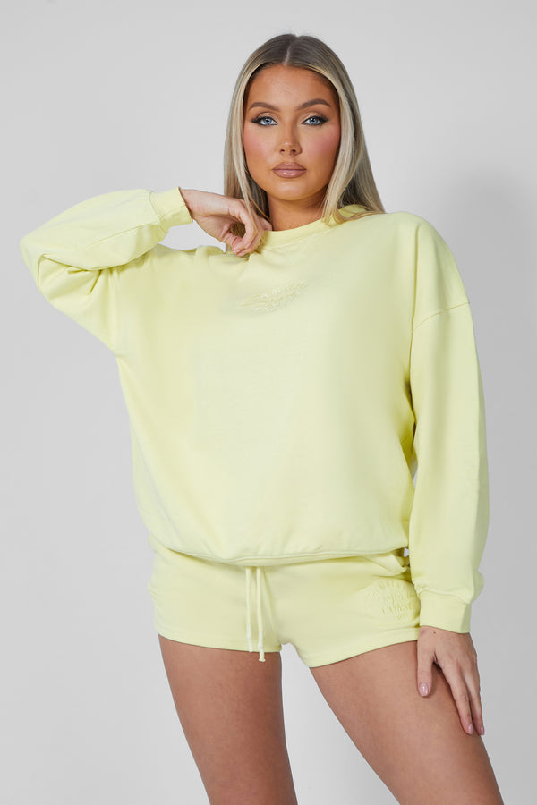 AMALFI COAST EMBROIDERED OVERSIZED SWEATSHIRT LEMON