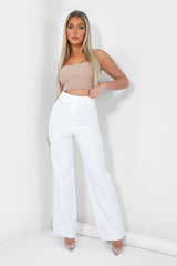 TAILORED HIGH WAISTED WIDE LEG TROUSERS IVORY