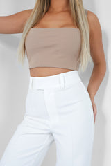 TAILORED HIGH WAISTED WIDE LEG TROUSERS IVORY