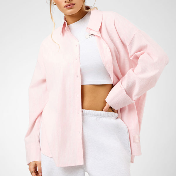 Kaiia Label Logo Oversized Shirt Pink Stripe | Kaiia