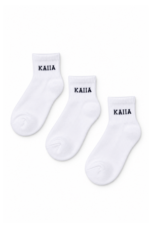 Kaiia Pack Of Three Kids Logo Socks White & Black