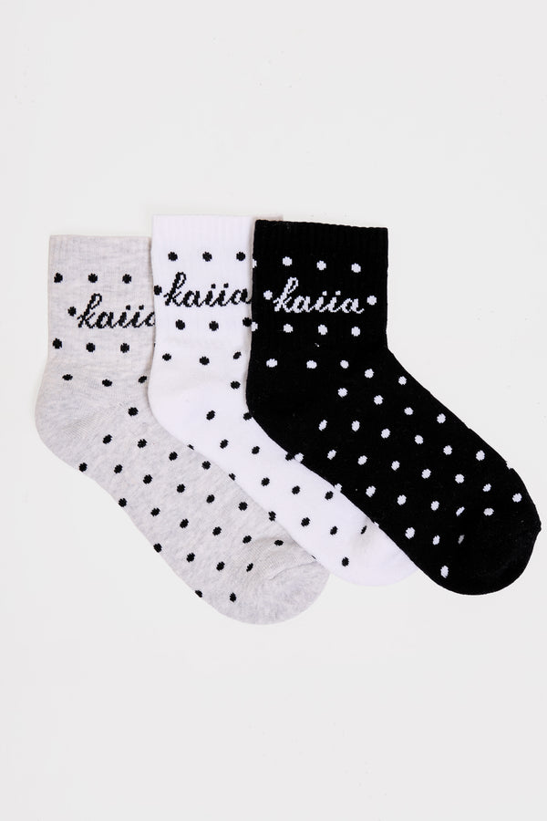 Pack of Three Kaiia Slogan Polka Dot Socks
