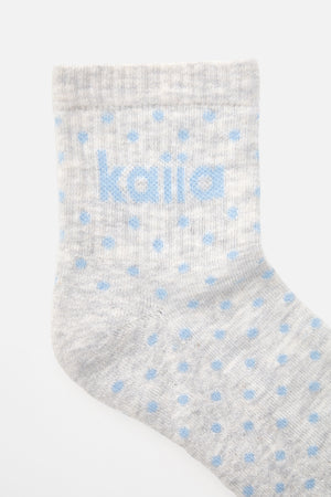 Pack of Three Kaiia Slogan Socks Polka Dot, Sage & Pink