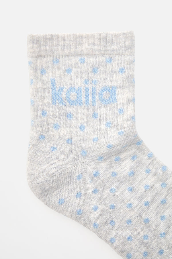Pack of Three Kaiia Slogan Socks Polka Dot, Sage & Pink