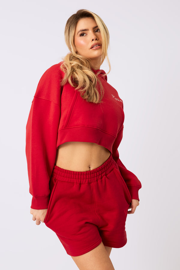 Kaiia Logo Sweat Shorts Red