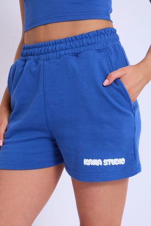 Kaiia Studio Bubble Logo Mini Sweat Shorts Blue