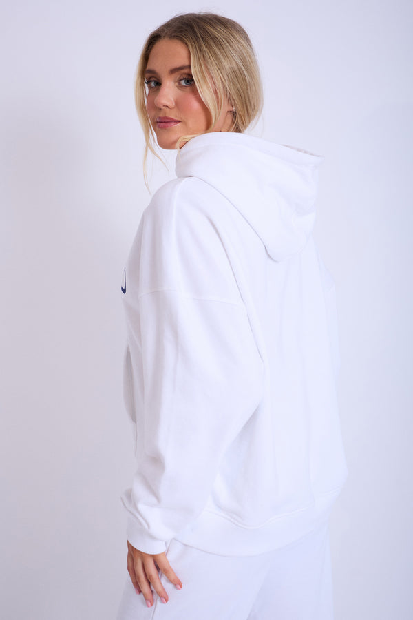 Kaiia Paris Shadow Logo Oversized Drawstring Hoodie White