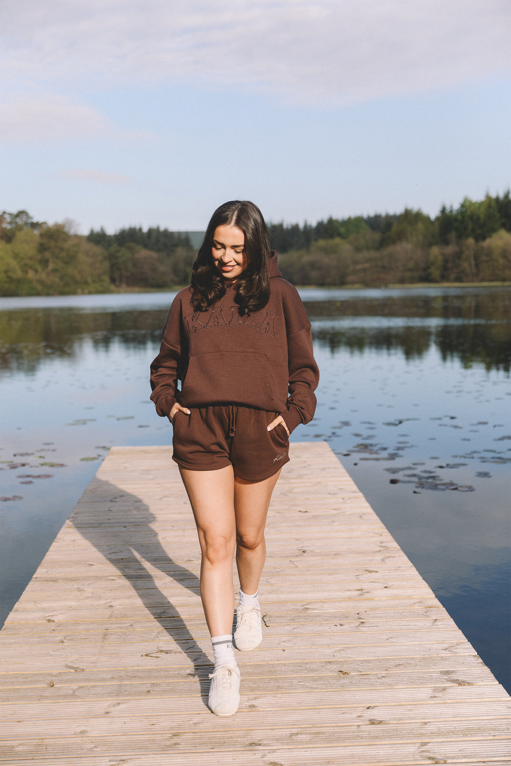 Kaiia Script Logo Mini Sweat Shorts Peppercorn
