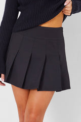 Kaiia Pleated Mini Skirt in Black