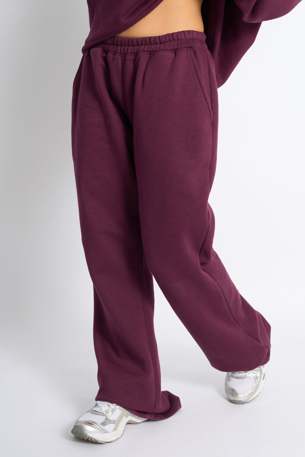 Wide Leg Sweat Pants Co ord Deep Burgundy Public Desire Kaiia