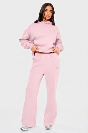 Kaiia Embossed Logo Oversized Hoodie Baby Pink