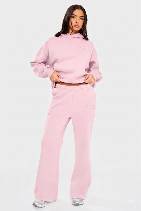 Kaiia Embossed Logo Oversized Hoodie Baby Pink