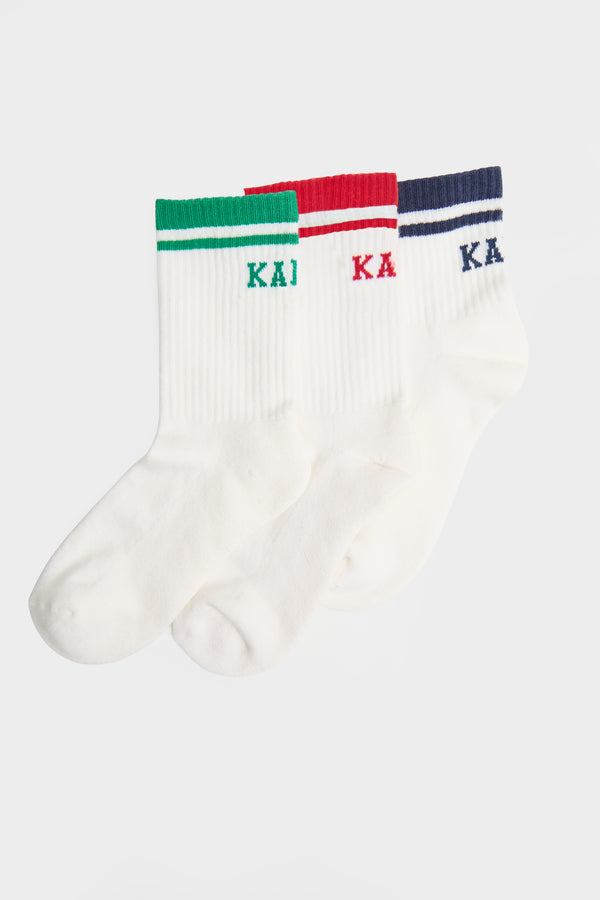 Pack of Three Kaiia Sport Socks Red, Navy & Green