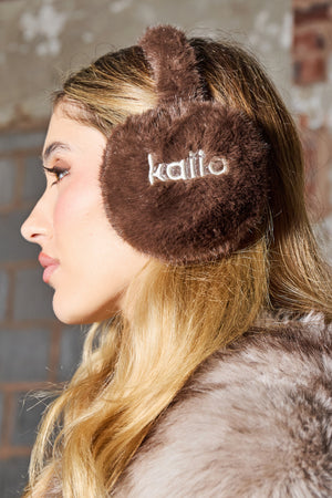 Kaiia Logo Ear Muffs Chocolate