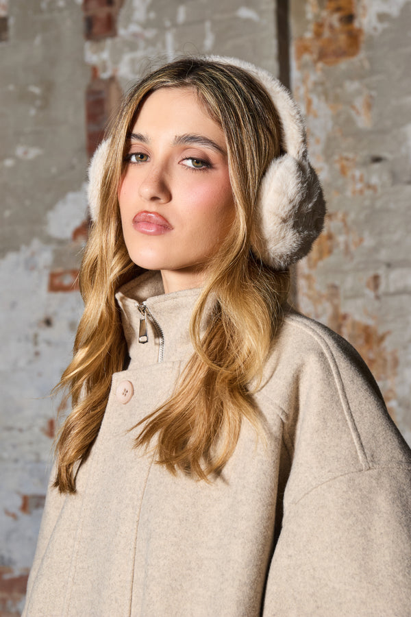 Kaiia Logo Ear Muffs Beige