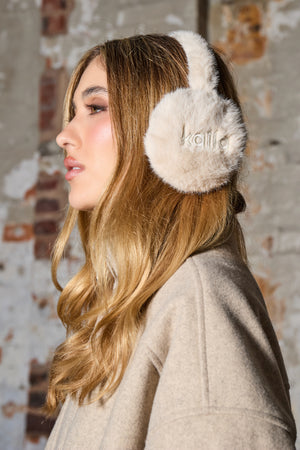 Kaiia Logo Ear Muffs Beige