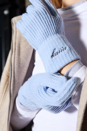 Kaiia Gloves Light Blue & Chocolate