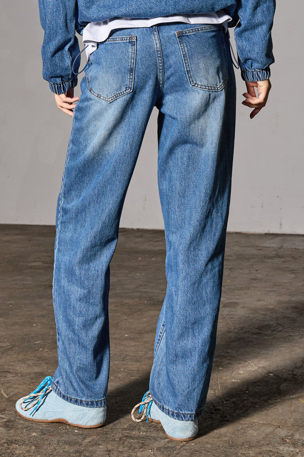 Kaiia Denim High Waisted Straight Leg Jeans Light Blue