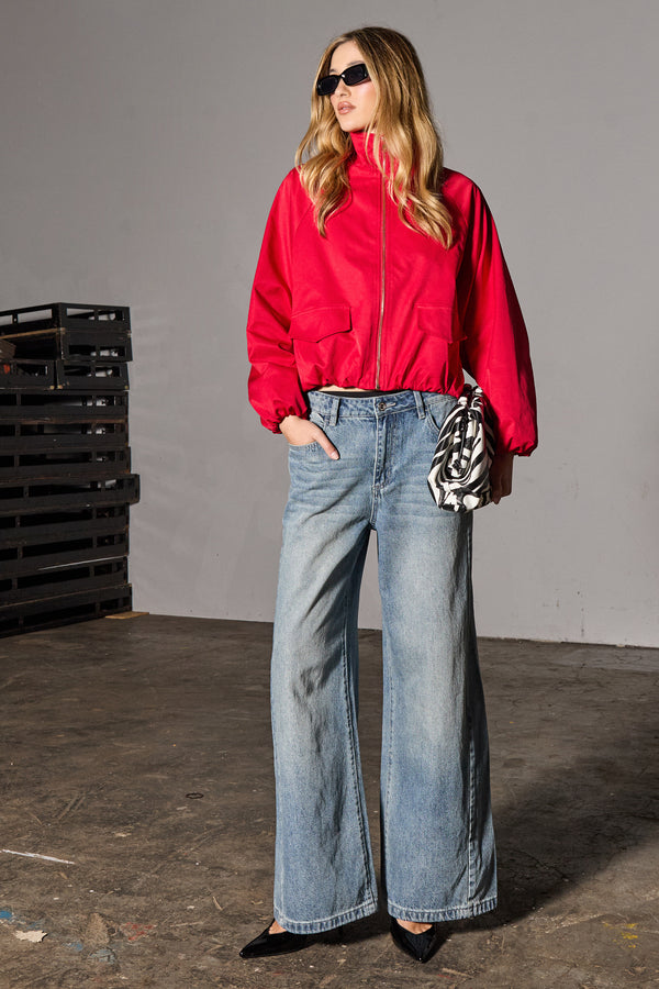 Kaiia Demin Pleat Detail Jeans Rinse Blue