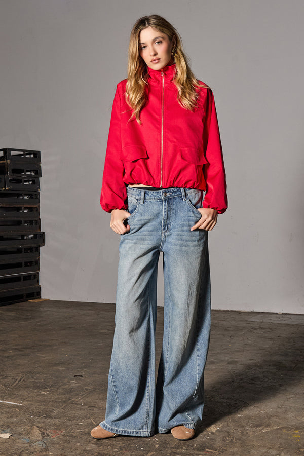 Kaiia Demin Pleat Detail Jeans Rinse Blue