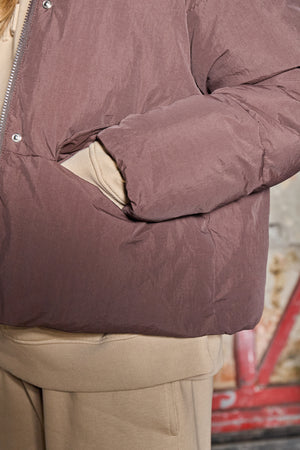 Kaiia Oversized Funnel Neck Puffer Coat Chocolate