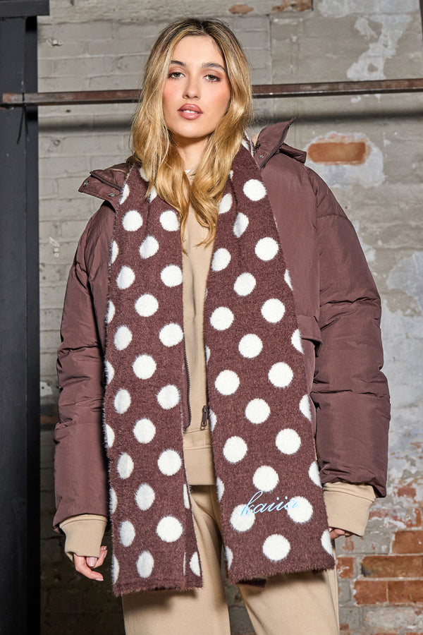 Kaiia Polka Dot Scarf Brown & Cream