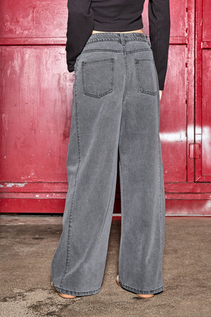 Kaiia Demin Pleat Detail Jeans Dark Grey