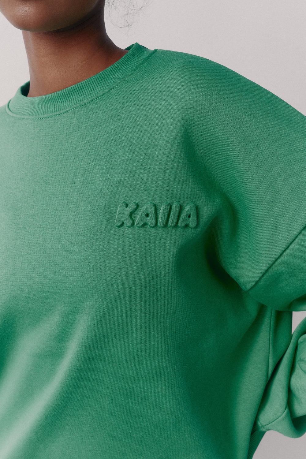 Kaiia Embossed Logo Oversized Sweatshirt Jade Green