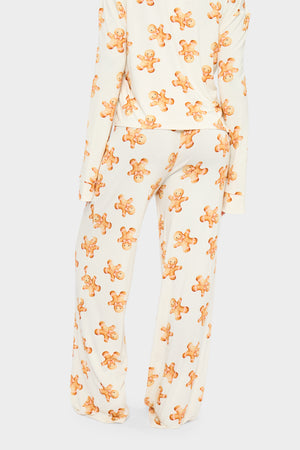 Kaiia Supersoft Gingerbread Slouchy Pyjama Trousers Cream & Brown