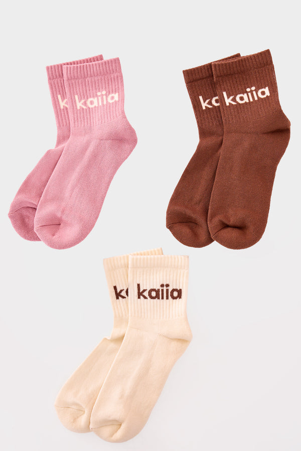 Pack of Three Kaiia Logo Socks Multi