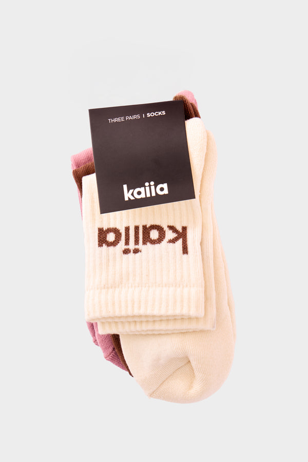 Pack of Three Kaiia Logo Socks Multi