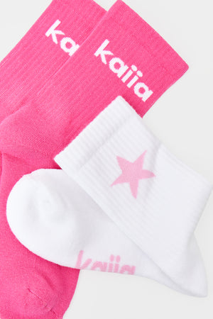 Pack of Three Kaiia Star Socks Pink Multi