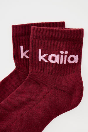 Pack of Three Kaiia Logo Socks Baby Pink, Mid Pink & Burgundy