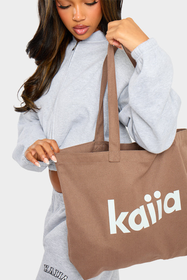 Kaiia Tote Bag Brown & Cream