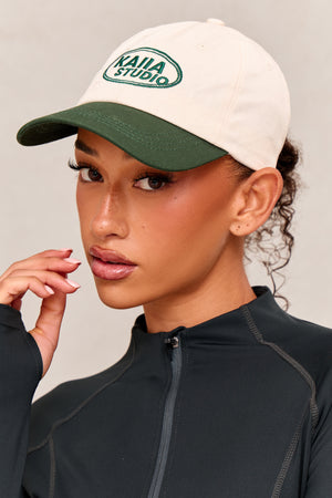 Kaiia Studio Logo Contrast Cap Cream & Green