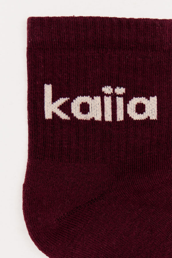 Pack of 3 Kaiia Bubble Logo Socks Lemon, Burgundy & Chocolate