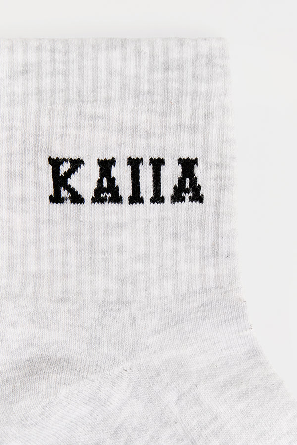Pack of Three Kaiia Logo Socks White, Grey Marl & Black
