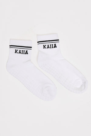 Kaiia Stripe Pilates Grip Socks White & Black