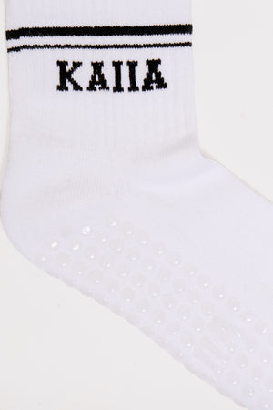 Kaiia Stripe Pilates Grip Socks White & Black