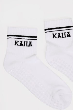 Kaiia Stripe Pilates Grip Socks White & Black