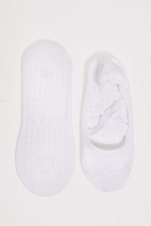 Kaiia Cross Over Pilates Grip Socks White