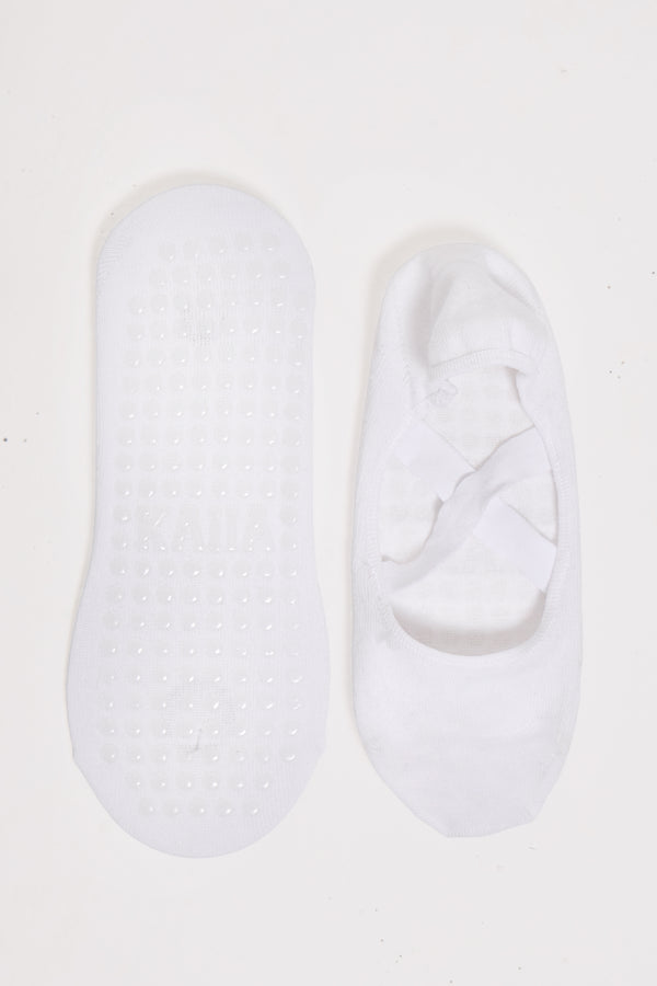 Kaiia Cross Over Pilates Grip Socks White