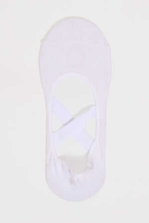 Kaiia Cross Over Pilates Grip Socks White