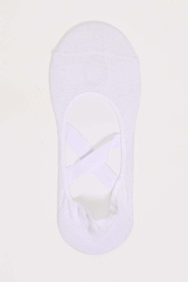 Kaiia Cross Over Pilates Grip Socks White