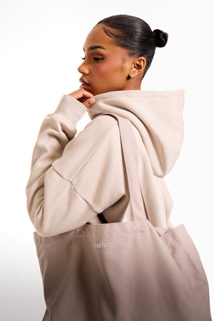 Kaiia Chrome Logo Tote Bag Grey Taupe