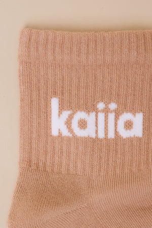Pack of Three Kaiia Logo Socks Chalk, Eucalyptus & Clay Pink